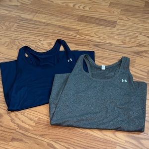 Two large under armor racer back exercise tank tops